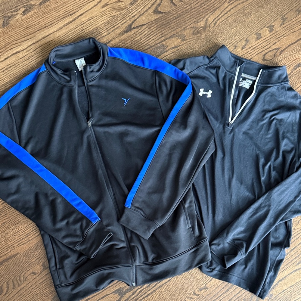 UA quarter zip and Old Navy Jacket